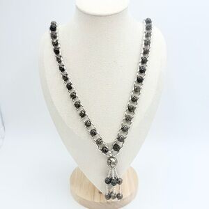 Vintage Silver Plated Bali Style Rose Bud
Metal Beaded Necklace